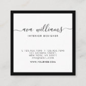Carte De Visite Carré Moderne et élégante créatrice de calligraphie B&W (Dos)