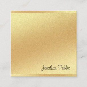 Carte De Visite Carré Moderne Faux Gold Hand Script Élégant Professionne