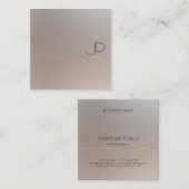 Carte De Visite Carré Moderne Faux Gold Silver Monogramme Élégant (Devant / Derrière)