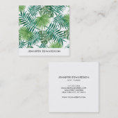 Carte De Visite Carré Moderne feuille aquarelle tropicale (Devant / Derrière)