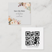 Carte De Visite Carré Moderne Floral QR Code Enregistrer la date Annonce (Devant / Derrière)