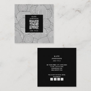 Carte De Visite Carré Moderne Géométrique Milieu de Siècle Noir Blanc Ar