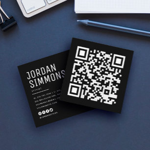Carte De Visite Carré Moderne Gras Code QR Simple Style