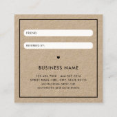 Carte De Visite Carré Moderne Gras recommander un ami Kraft Papier de ré (Dos)