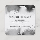 Carte De Visite Carré MODERNE HELLO SCRIPT arty aquarelle grise (Dos)