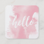 Carte De Visite Carré MODERNE HELLO SCRIPT arty aquarelle rose pâle (Devant)