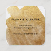 Carte De Visite Carré MODERNE HELLO SCRIPT luxe brosse d'or (Dos)