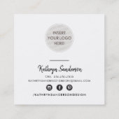 Carte De Visite Carré MODERNE MAIN LETTEE merci LOGO noir blanc (Dos)