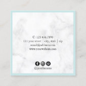 Carte De Visite Carré Moderne marbre minimum lashes et broches en argent (Dos)