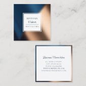 Carte De Visite Carré Moderne Marine Bleu Or élégant Luxe (Devant / Derrière)