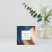 Carte De Visite Carré Moderne Marine Bleu Or élégant Luxe (Debout devant)