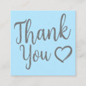 Carte De Visite Carré Moderne merci script commander bleu ciel (Devant)