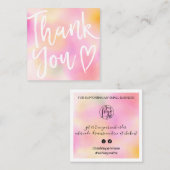 Carte De Visite Carré Moderne merci script commander dégradé rose ombre (Devant / Derrière)