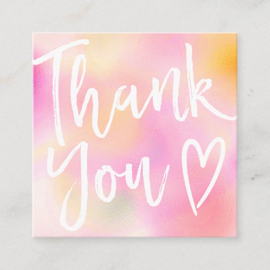 Carte De Visite Carré Moderne merci script commander dégradé rose ombre (Devant)