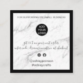 Carte De Visite Carré Moderne merci script commander marbre minimal (Dos)