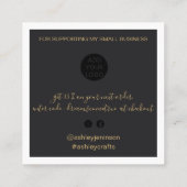 Carte De Visite Carré Moderne merci script commander minimum noir (Dos)