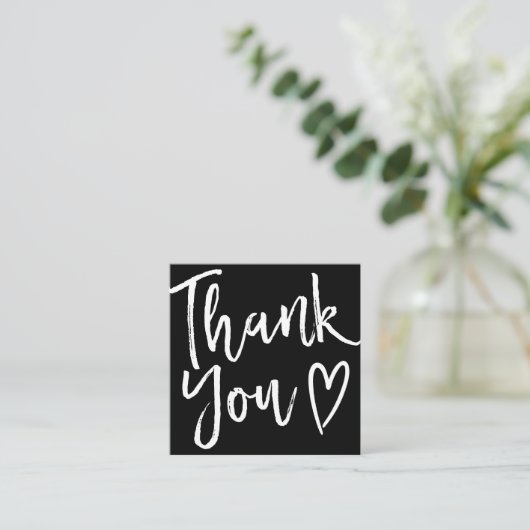 Carte De Visite Carré Moderne merci script commander minimum noir blanc (Debout devant)