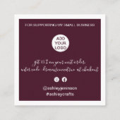 Carte De Visite Carré Moderne merci script commander minimum rouge borde (Dos)