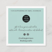 Carte De Visite Carré Moderne merci script commander minimum turquoise b (Dos)