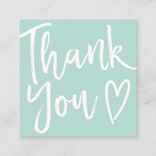 Carte De Visite Carré Moderne merci script commander minimum turquoise b (Devant)