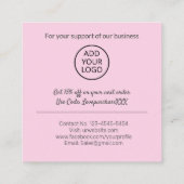 Carte De Visite Carré Moderne merci script commander rose minimal (Dos)