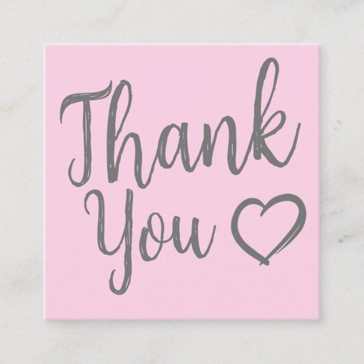 Carte De Visite Carré Moderne merci script commander rose minimal (Devant)