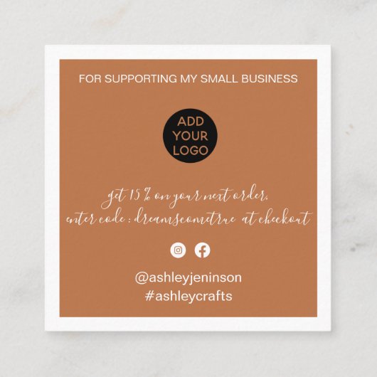 Carte De Visite Carré Moderne merci script commander un minimum de terre (Dos)