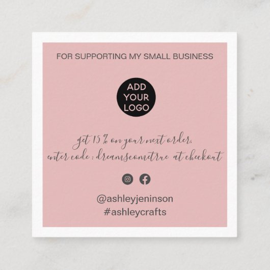 Carte De Visite Carré Moderne merci script commander un minimum poussiér (Dos)