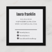 Carte De Visite Carré MODERNE MINIMAL bold nom simple noir clair (Dos)