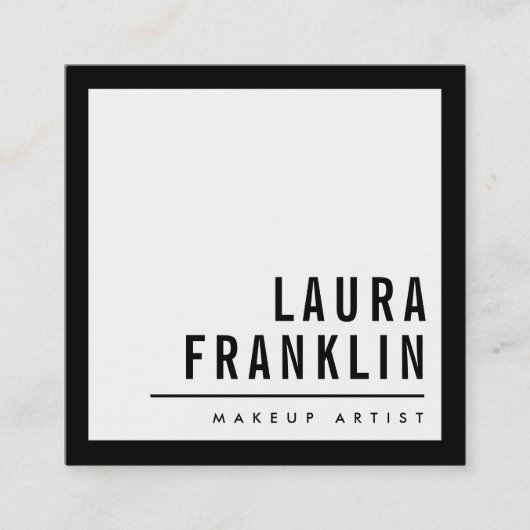 Carte De Visite Carré MODERNE MINIMAL bold nom simple noir clair (Devant)