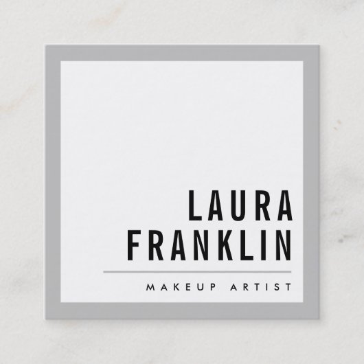 Carte De Visite Carré MODERNE MINIMAL gras nom gris clair gris gris noir (Devant)