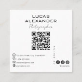 Carte De Visite Carré Moderne Minimal OU Code Photographe des médias soc (Dos)
