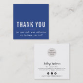 Carte De Visite Carré MODERNE MINIMAL simple merci LOGO bleu royal (Devant / Derrière)