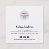 Carte De Visite Carré MODERNE MINIMAL simple merci noir blanc LOGO (Dos)