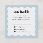 Carte De Visite Carré MODERNE MINIMAL WAVE simple chic bébé bleu (Dos)