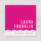 Carte De Visite Carré MODERNE MINIMAL WAVE simple chic rose fuschia (Devant)