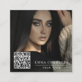 Carte De Visite Carré Moderne Minimale Simple Photo QR Code Médias socia (Devant)
