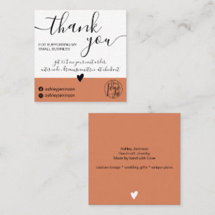 Carte De Visite Carré Moderne minimaliste chic bloc rose merci