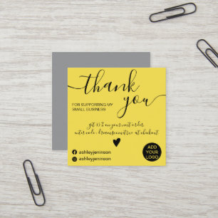 Carte De Visite Carré Moderne minimaliste ordre jaune merci
