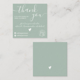 Carte De Visite Carré Moderne minimaliste ordre vert sage merci