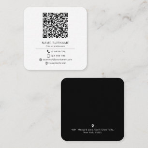 Carte De Visite Carré Moderne minimaliste simple code QR Carré personne