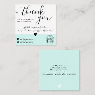 Carte De Visite Carré Moderne minimaliste turquoise bloc bleu ordre merc