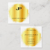 Carte De Visite Carré Moderne Monogramme Modèle Élégant Faux Gold (Devant / Derrière)