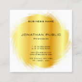 Carte De Visite Carré Moderne Monogramme Modèle Élégant Faux Gold (Dos)
