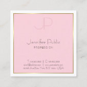 Carte De Visite Carré Moderne Monogramme Or rose élégant Luxe simple (Dos)