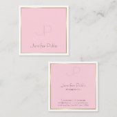 Carte De Visite Carré Moderne Monogramme Or rose élégant Luxe simple (Devant / Derrière)