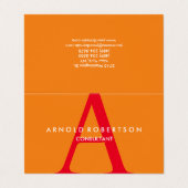 Carte De Visite Carré moderne Monogramme tendance orange rouge (Extérieur déplié)