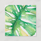 Carte De Visite Carré MODERNE MONSTERA FEAF élégant vert santé (Dos)