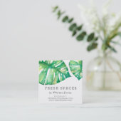 Carte De Visite Carré MODERNE MONSTERA FEAF élégant vert santé (Debout devant)