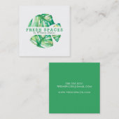 Carte De Visite Carré MODERNE MONSTERA LEAF LOGO élégant vert santé (Devant / Derrière)